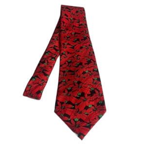 Vintage Keith Daniels Poinsettia Holiday Christmas Necktie Tie NWT